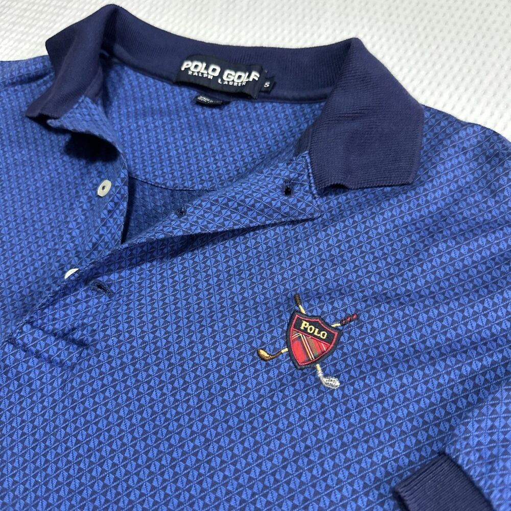 Vintage Polo Ralph Lauren "Polo Golf" Shield Navy Blue Polo - Small 100% Cotton